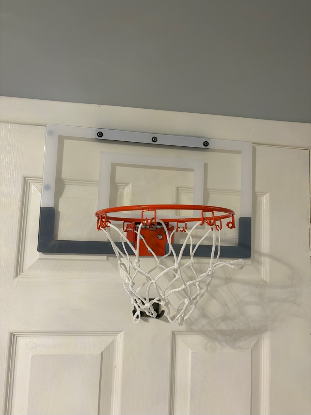 Spalding Mini Over-the-Door Basketball Hoop White Gray Orange